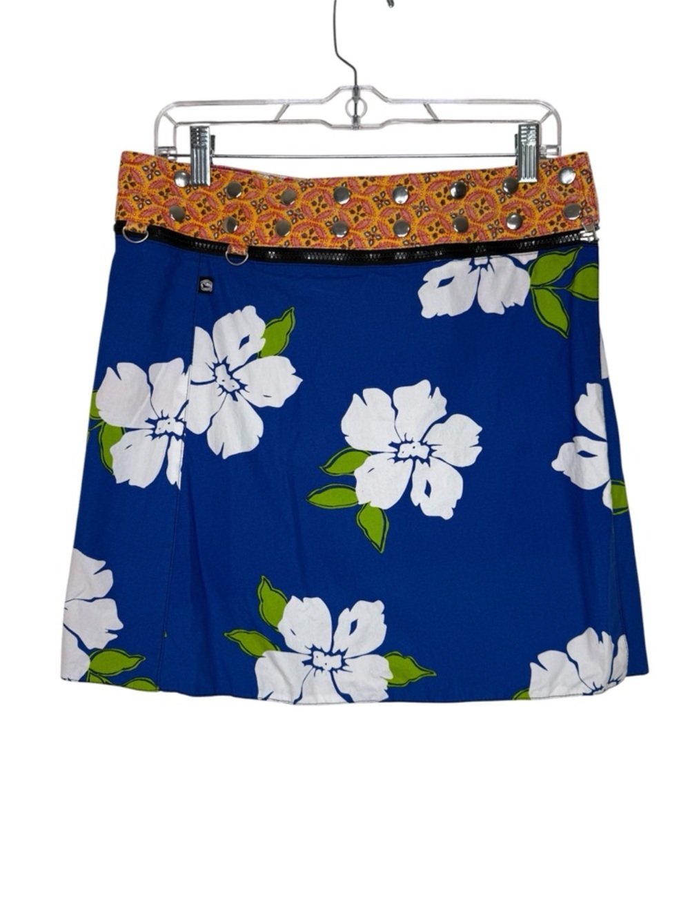 ZAND Amsterdam Reversible Wrap Skirt One Size Floral Paisley Studded Artsy